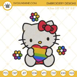 Hello Kitty LGBT Pride Heart Embroidery Design File Download