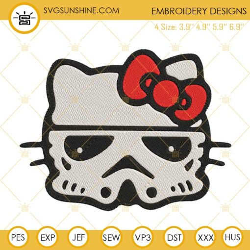 Hello Kitty Stormtrooper Embroidery Design, Hello Kitty Star Wars Embroidery File