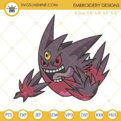 Mega Gengar Machine Embroidery Designs, Ghost Poison Pokemon Embroidery Files