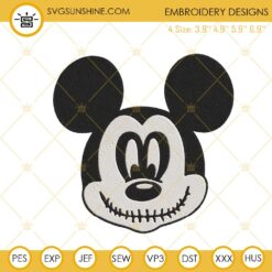 Mickey Head Jack Skellington Embroidery Design, Mickey Halloween Embroidery Download File