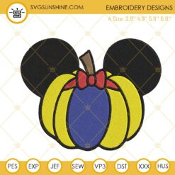 Snow White Princess Pumpkin Mickey Ears Embroidery Design, Disney Princess Halloween Embroidery File