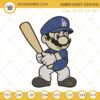 Super Mario Los Angeles Dodgers Embroidery Design, Mario LA Baseball Embroidery Download File