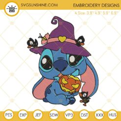 Baby Stitch With Pumpkin Embroidery Design, Stitch Halloween Embroidery File