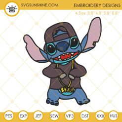 Gangster Stitch Embroidery Design, Stitch Rapper Embroidery File
