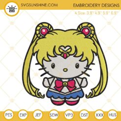 Hello Kitty Sailor Moon Embroidery Design, Cute Anime Embroidery File