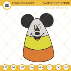 Mickey Mouse Halloween Candy Corn Embroidery Pattern Design, Trick Or Treat Embroidery File