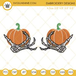 Skeleton Boob Hands Pumpkin Embroidery Design, Halloween Skeleton Hands Embroidery Pattern File