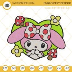 My Melody In Heart Machine Embroidery Design, Cute Hello Kitty Friends Embroidery File