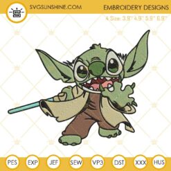 Stitch Baby Yoda Embroidery Design, Funny Stitch Star Wars Embroidery File