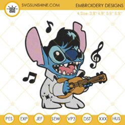 Stitch Elvis Presley Machine Embroidery Design, Stitch Playing Guitar Embroidery File