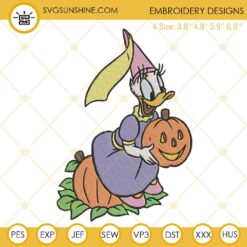 Daisy Duck With Pumpkin Embroidery Designs, Disney Duck Halloween Embroidery Pattern Files