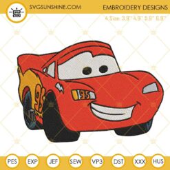 Lightning McQueen Cars Embroidery Designs, Stock Car Cartoon Embroidery Files