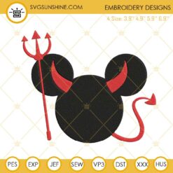 Mickey Head Devil Machine Embroidery Designs, Halloween Mickey Mouse Embroidery Files