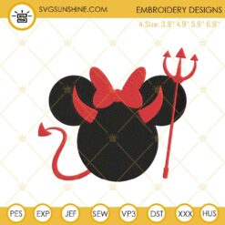 Minnie Mouse Head Devil Halloween Machine Embroidery Design File Download