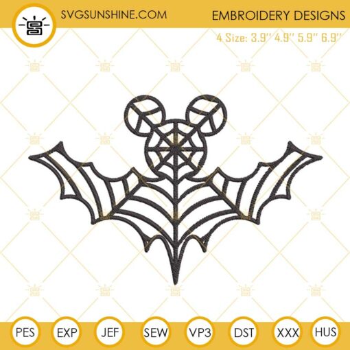 Spider Web Bat Mickey Ears Halloween Machine Embroidery Design Files