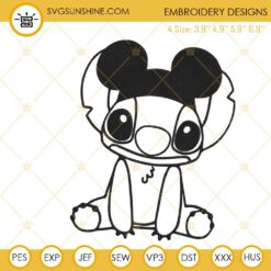 Stitch Mickey Ears Embroidery Designs, Funny Disney Stitch Embroidery Pattern Files