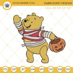 Winnie The Pooh Mummy Halloween Machine Embroidery Designs