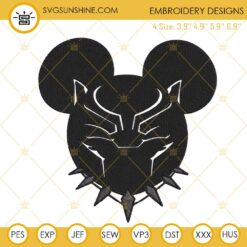 Black Panther Mickey Ears Embroidery Designs, Wakanda Forever Embroidery Files