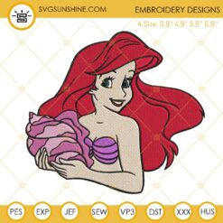 Disney Princess Ariel Machine Embroidery Files, Little Mermaid Embroidery Files