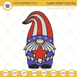 Gnome 4th Of July Machine Embroidery Design Files