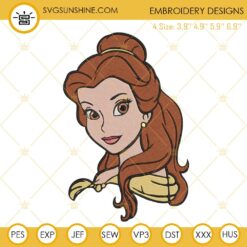 Belle Princess Embroidery Designs, Disney Beauty And The Beast Princess Embroidery Files
