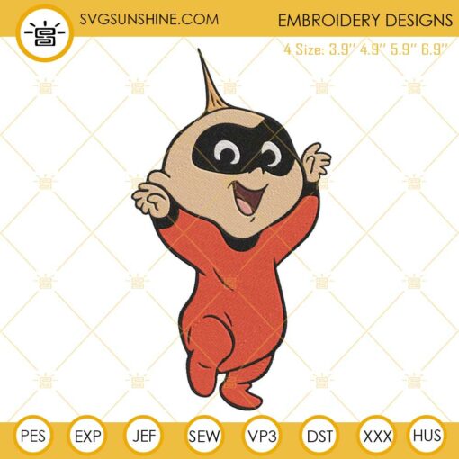 Jack Jack Parr Embroidery Designs, The Incredibles Baby Embroidery Files
