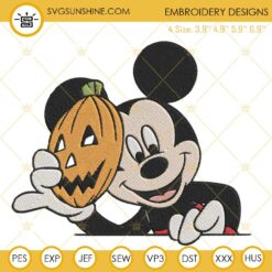 Mickey Mouse With Pumpkin Mask Embroidery Designs, Mickey Halloween Embroidery Files