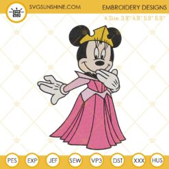 Minnie Mouse Princess Aurora Embroidery Designs, Sleeping Beauty Disney Embroidery Files
