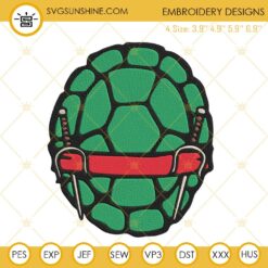 Ninja Turtle Raphael Shell Embroidery Designs, TMNT Red Embroidery Files
