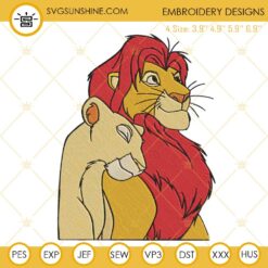 Simba And Nala Embroidery Designs, The Lion King Couple Embroidery Files