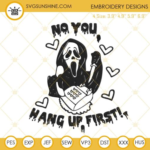 No You Hang Up First Embroidery Designs, Ghostface Scream Halloween Embroidery Files