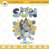 Bluey Son Embroidery Designs, Bluey Heeler Embroidery Files