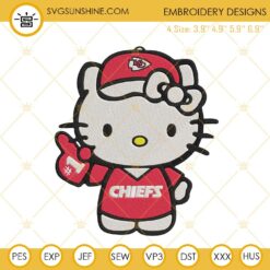 Hello Kitty Kansas City Chiefs Embroidery Designs, Kitty Chiefs KC Football Embroidery Design File