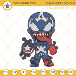 Captain America Venom Machine Embroidery Design, Captain America Halloween Embroidery File