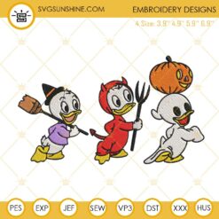 Huey Dewey Louie Halloween Machine Embroidery Design, Disney Baby Duck Halloween Embroidery File