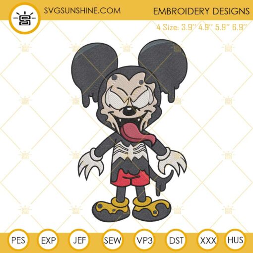 Mickey Mouse Venom Machine Embroidery Design, Funny Venom Disney Embroidery File