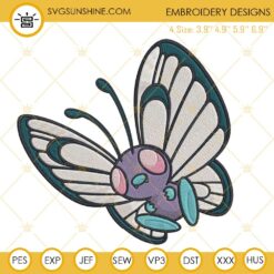 Butterfree Embroidery Designs, Pokemon Embroidery Files