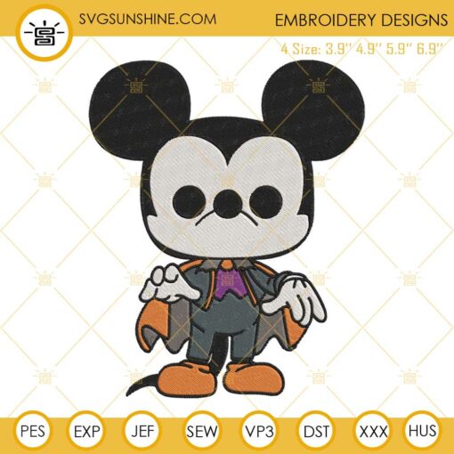 Mickey Mouse Spooky Dracula Embroidery Designs, Disney Halloween Embroidery Files