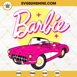 Barbie Corvette Car SVG, Barbie Pink Car SVG PNG DXF EPS Cut Files