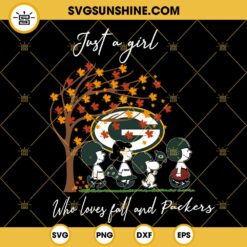 Just A Girl Who Loves Fall And Green Bay Packers Snoopy SVG PNG DXF EPS Files