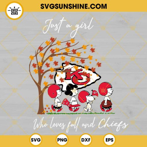 Just A Girl Who Loves Fall And Kansas City Chiefs Snoopy SVG PNG DXF EPS Files