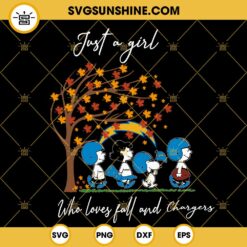 Just A Girl Who Loves Fall And Los angeles Chargers Snoopy SVG PNG DXF EPS Files
