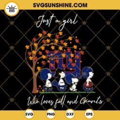 Just A Girl Who Loves Fall And New York Giants Snoopy SVG PNG DXF EPS Files