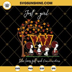 Just A Girl Who Loves Fall And Washington Commanders Snoopy SVG PNG DXF EPS Files