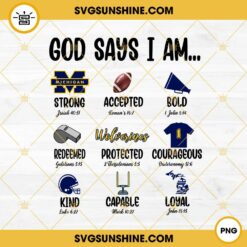 Michigan Wolverines Football PNG, God Says I Am Football PNG File Designs