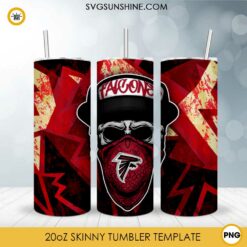 Atlanta Falcons Skull Hat Bandana 20oz Skinny Tumbler Template Design PNG