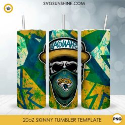 Jacksonville Jaguars Skull Hat Bandana 20oz Skinny Tumbler Template Design PNG