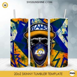 Los Angeles Rams Skull Hat Bandana 20oz Skinny Tumbler Template Design PNG