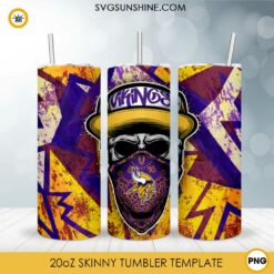 Minnesota Vikings Skull Hat Bandana 20oz Skinny Tumbler Template Design PNG