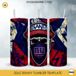 New York Giants Skull Hat Bandana 20oz Skinny Tumbler Template Design PNG